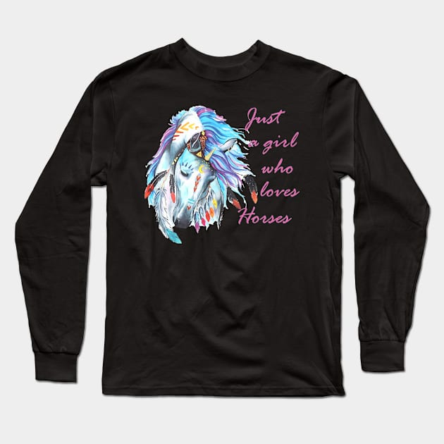 Kids Just A Girl Who Loves Horses Long Sleeve T-Shirt by tabbythesing960